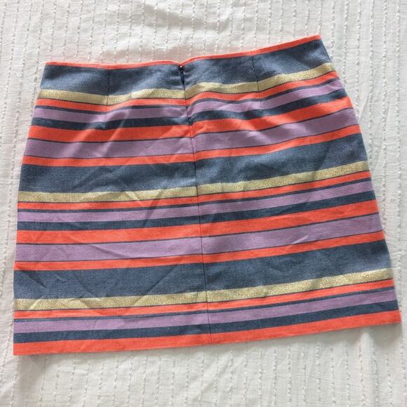 J.Crew Women's Gold Metallic Striped Mini Skirt size 8 - Picture 4 of 6